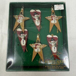 Kurt S. Adler Snowman Star Ornaments 5 Christmas Holiday Folksy Snowy Creek